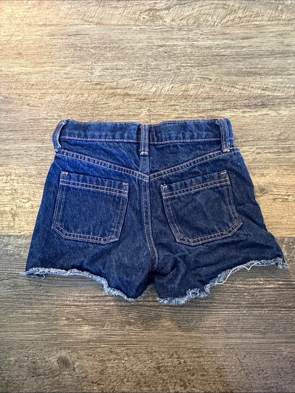 Old Navy Dark Blue Denim Girls Frayed Hem Shorts